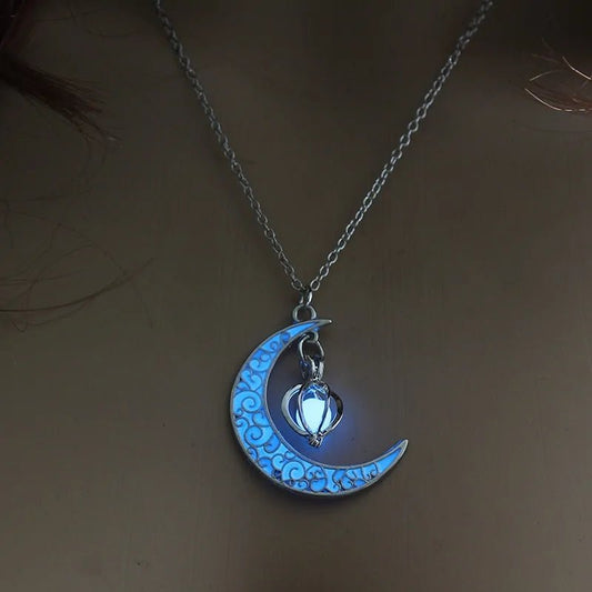 Moon - Glowing - Necklace | Shop Sbrtn Homes – Horse Light Blue Jewelry by SbrTnHomes